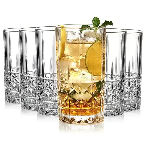 Jogo De Copos Vidro 6 Peças Clear Onix 360ml Kehome 88086