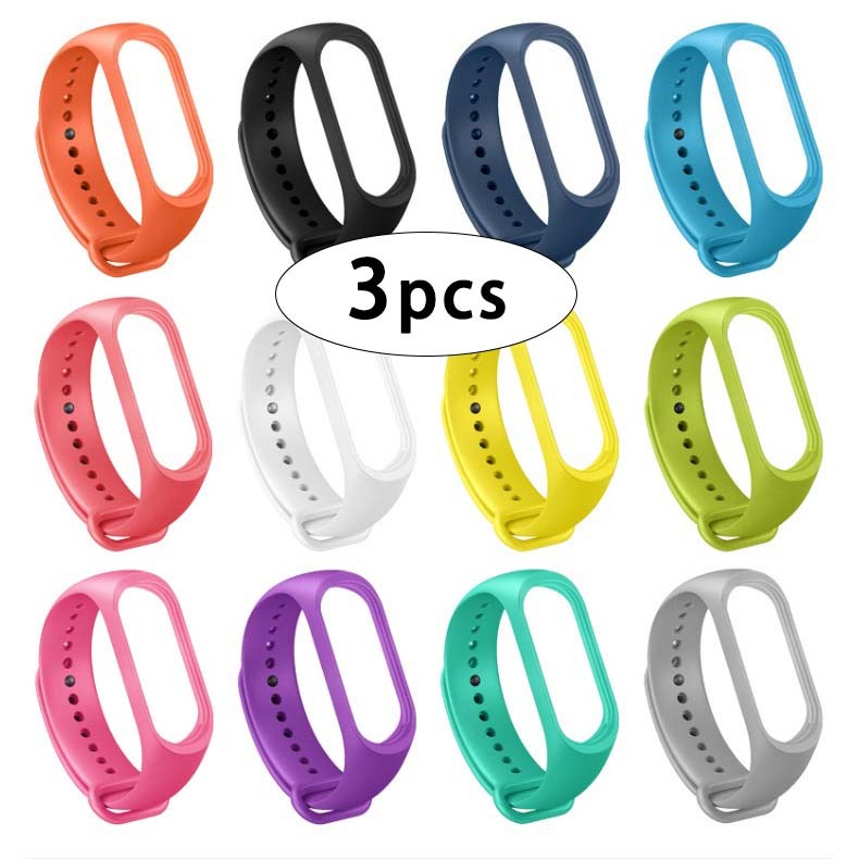 Kit 3 Pulseira Mi Band De Relógio Silicone Para Smart Relógio M3/M4/M5/M6/M7/M8 Qualidade Bom