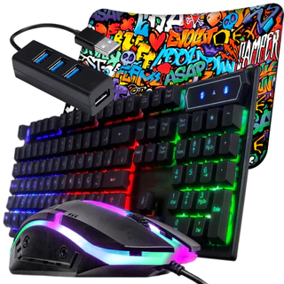 Kit Mobilador Gamer Completo Promoção RGB Premium Semi Mecanico Teclado e Mouse em Oferta na Shopee