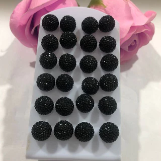 12 Pares Brincos em Bijuterias/Preto/Prateado