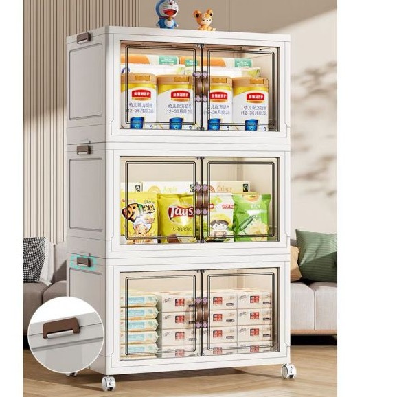 caixa organizadora armario armazenamento dobrável empilhavel com porta rodinhas multiuso 3 portas