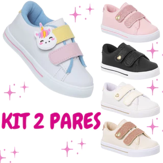 kit 2 Pares Tênis Menina Infantil Estiloso Confortável