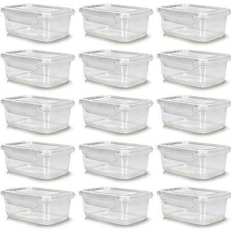 Jogo Com 10 Marmitas Transparente Com Fecho Trava Grande 750ml