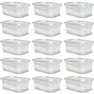 Jogo Com 10 Marmitas Transparente Com Fecho Trava Grande 750ml