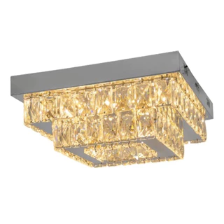 Luminária Plafon Cristal Lustre Cristal 30X30cm Troca De Cor 3 Cores