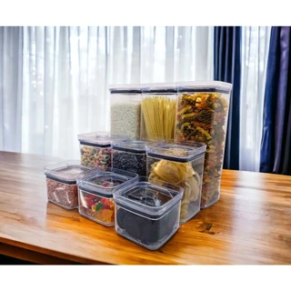 Potes Herméticos em Acrílico Cristal e Design Empilhável, Organizador Porta Mantimentos com Vedação