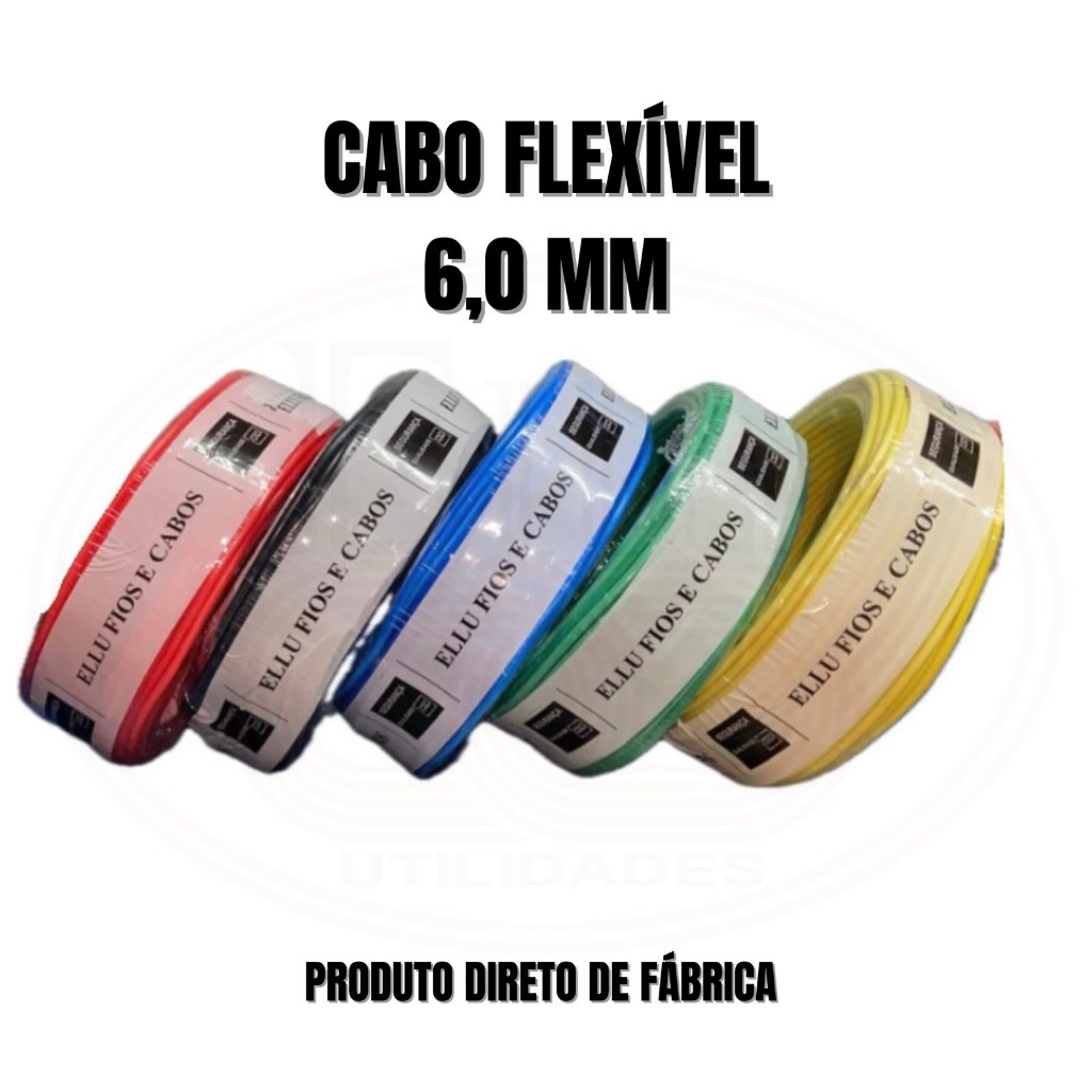 Cabo Flexível Rolo Fio 6,0 mm 50 Metros
