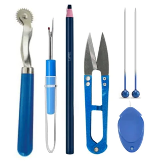 Kit Tesoura de arremate metal Passador de linha Giz lápis mágico Desmanchador de costura Carretilha de costura Alfinete em Oferta na Shopee