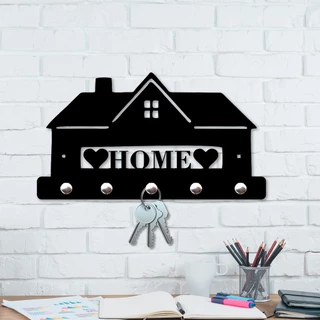 Porta Chaves de Parede Decorativo Autocolante 6mm Decorativo Home Casinha em MDF