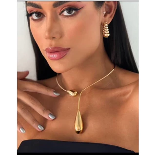 colar choker gota tendência maximalista elegante