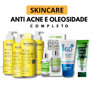 Kit Skincare Anti Acne + Sérum+ Máscara Argila +Protetor Solar Completo