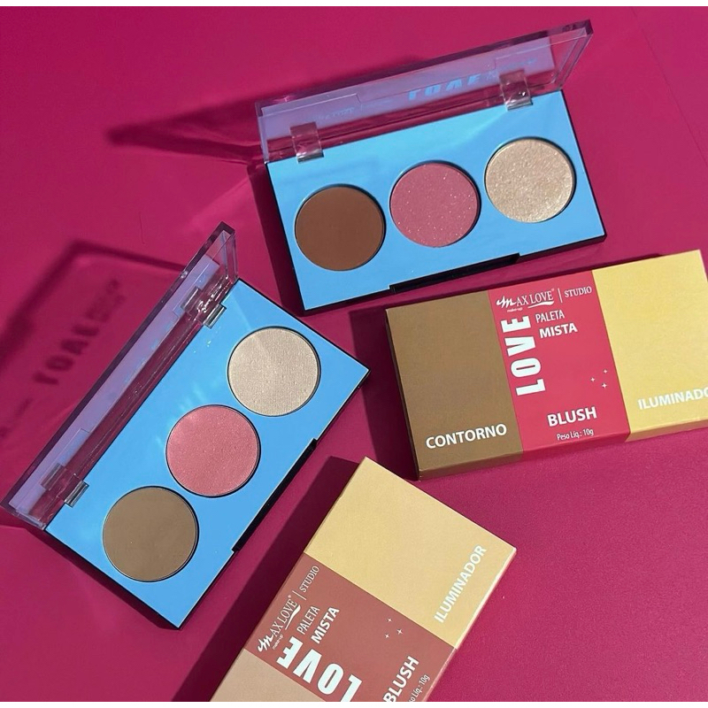 Paleta Trio Contorno, Blush e Iluminador ; Paleta Trio Contorno, Blush ...