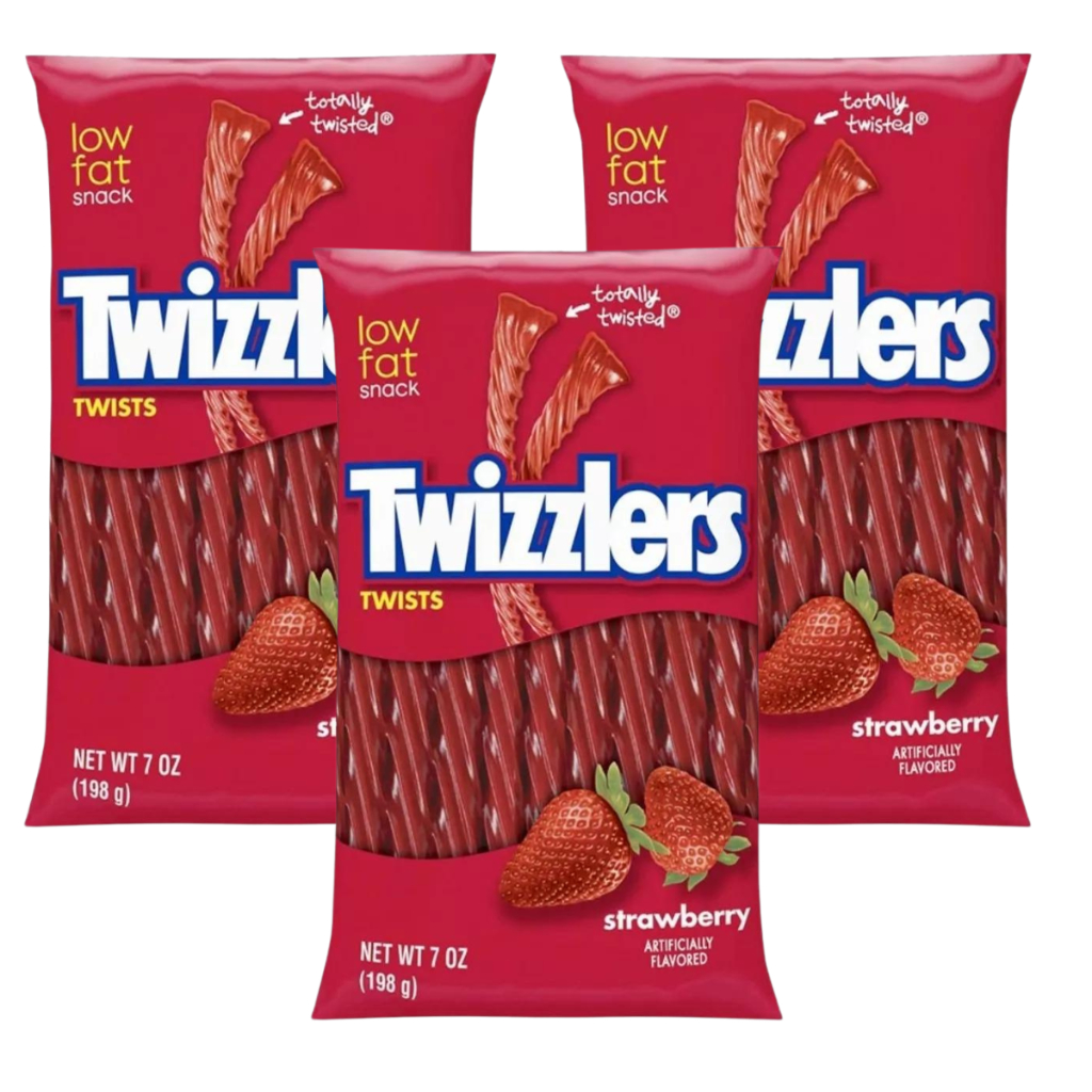 3 Bala De Alcaçuz Twizzlers Twists Morango 198g Importada