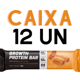 Barra de Proteina Barrinha Whey Bar Growth Caixa 12 Unidades Varios sabores Chocolate Morango Churros Sortidas Dieta academia suplemento perder peso emagrecer