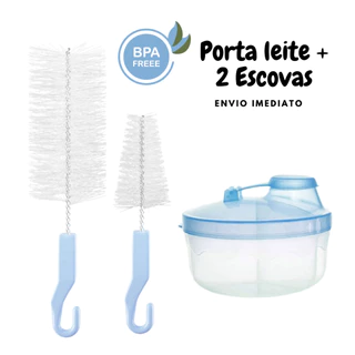 Kit 2 Escovas Para Lavagem + 1 Porta Leite c/ Divisórias em Oferta na Shopee