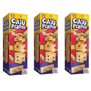 KIT 1 a 3 Jogos Caiu Perdeu Pais & Filhos de Madeira Jogo da Torre de Madeira 54 Peças Desenvolve Coordenação Motora em Oferta na Shopee