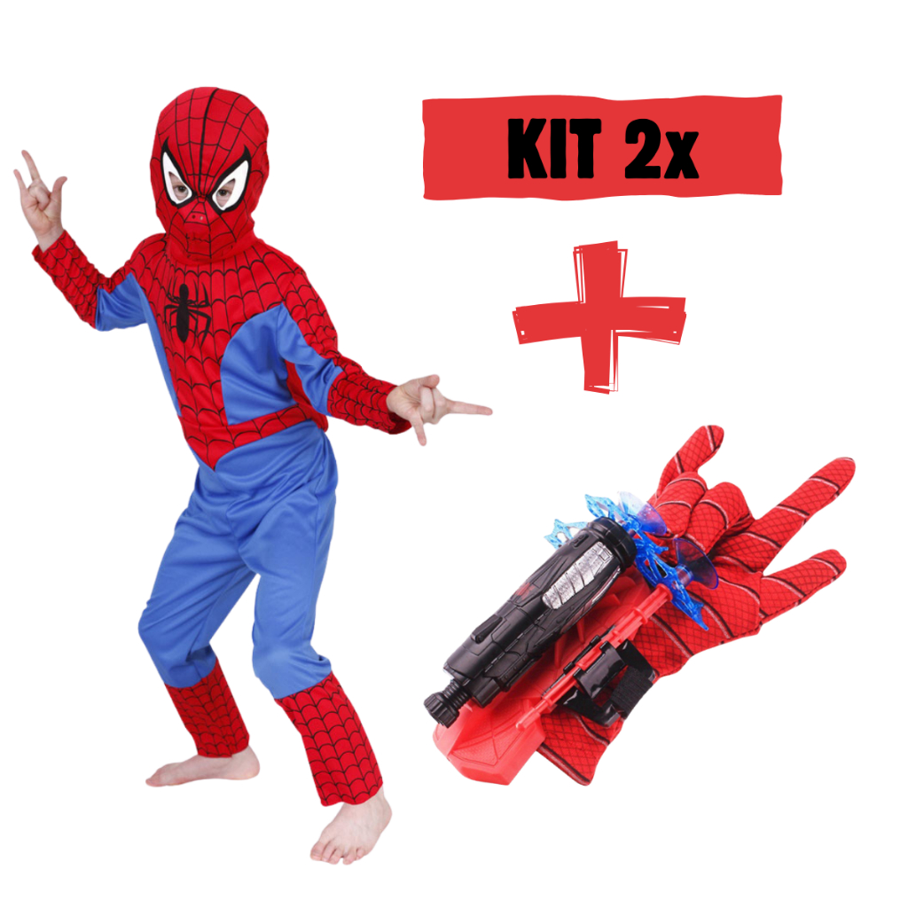 Fantasia Infantil Do Homem Aranha C/luva Lança Teia Dardos