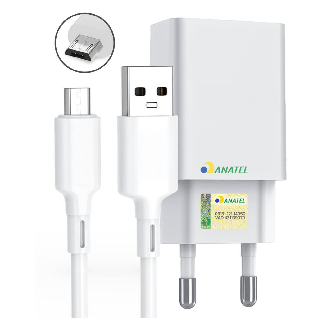 Carregador Celular Com Cabo Para Xiaomi Redmi 9 9A 9C 10A 3.1A 15W Micro Usb V8