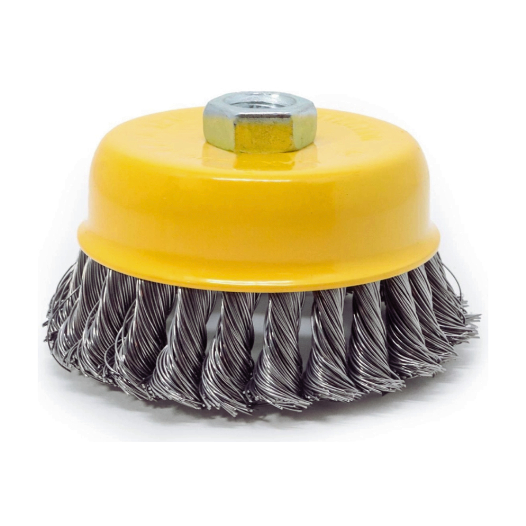 Escova de Aço Copo Torcido 3'' Trançada Reforçada 75mm Rosca M14 Para