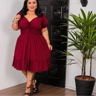 Vestido feminino plus size curto ciganinha viscolinho | 50 ao 56