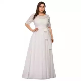 Vestido Renda Noiva Festa 55a Plus Size Civil Longo Casamento