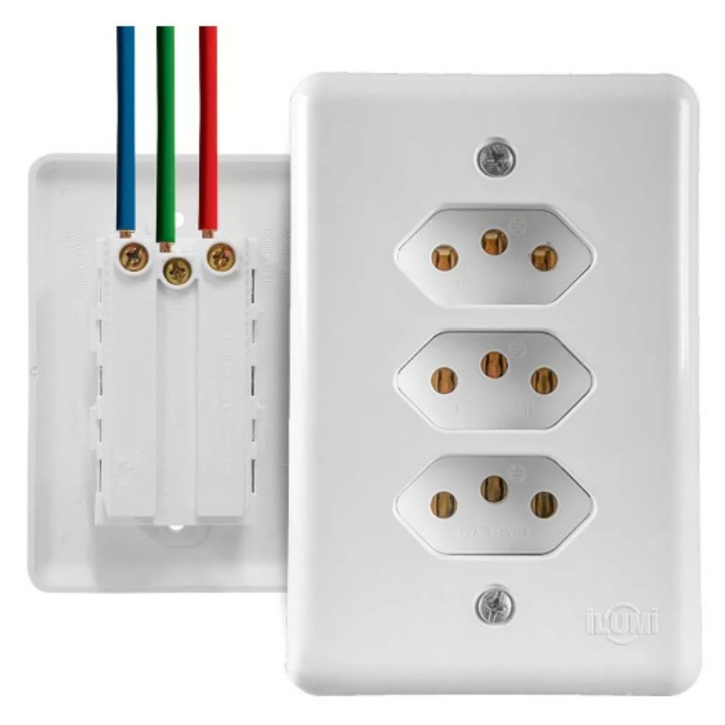 Tomada Monobloco Tripla 4x2 10 Amperes Stylus