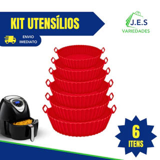 Kit 6 Formas de Silicone para Air Fryer - Conjunto de Silicone Reutilizável - Cores Sortidas