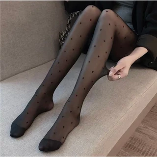 Meia Calça FIO 15 Stress e Bolinho e Coração e lisa preto bege