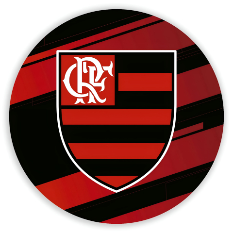 Painel Festa Infantil Redondo Time Flamengo Fundo Listras Preto E Vermelho Torcida No Fundo