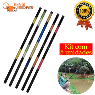 KIT 5 Varas de pesca Mão Telescópica de 2,10 M Fibra Vidro Tilapia