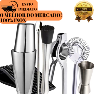 Kit Coqueteleira Coador Socador De Bebidas Dosador Colher Espremedor Tapete Escorredor Para Bebidas Para Bartender Bar Restaurantes Casa Kit Caipirinha Barmen