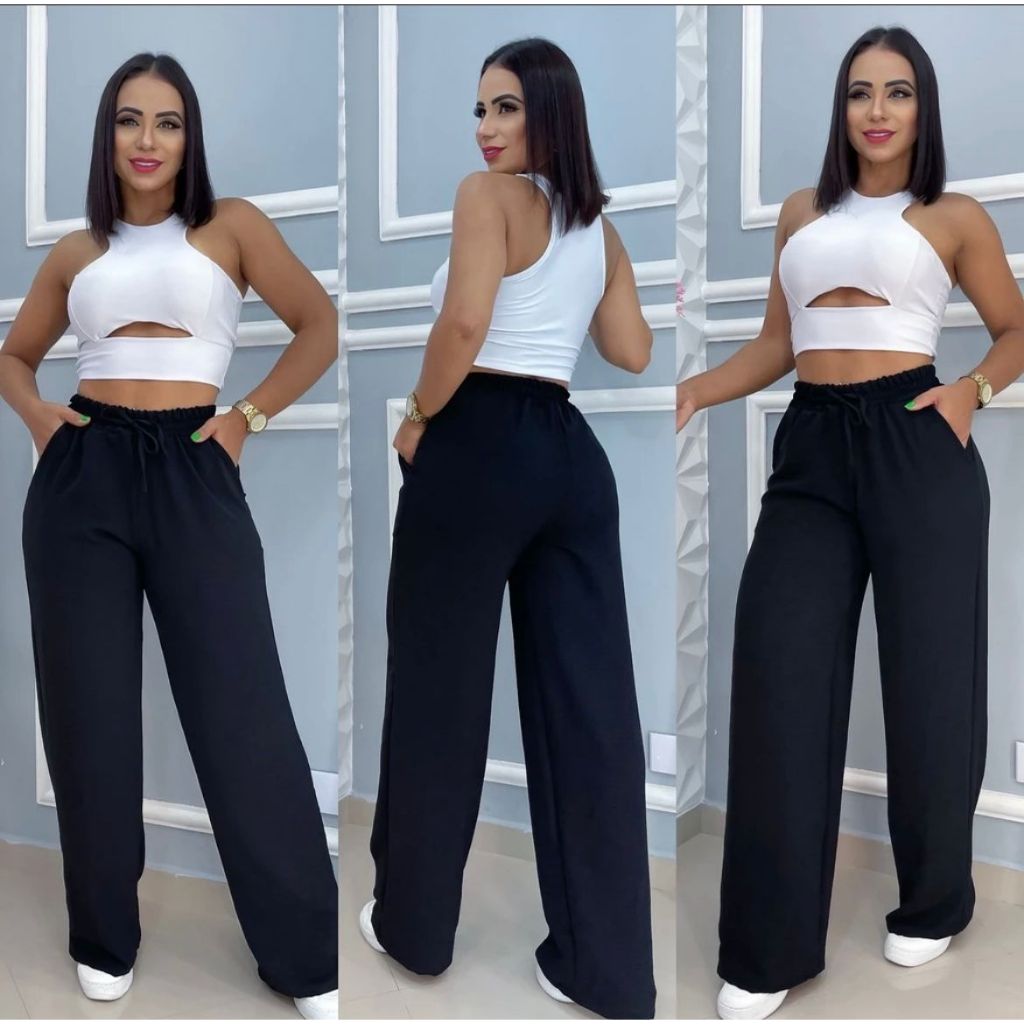 CALÇA PANTALONA DUNAS CINTURA ALTA TENDÊNCIA 2024 MODA BLOGUEIRA CALÇA FEMENINA DIVERSAS CORES