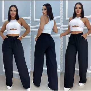 CALÇA PANTALONA DUNAS CINTURA ALTA TENDÊNCIA 2024 MODA BLOGUEIRA CALÇA FEMENINA DIVERSAS CORES