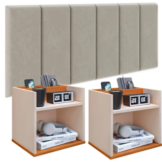 Conjunto 2 Mesinha Quarto + Cabeceira Cama Luxo 1,40 Madri Acabamento Brilhante Varias Cores