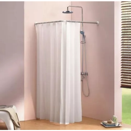 Suporte Porta Cortina Banheiro Box Parede + 2 Cortinas Brancas