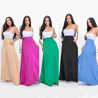 AM FASHION SAIA LONG COM BOTAO COM BOLSO DECIDO ALFAIATARIA MODA 2024