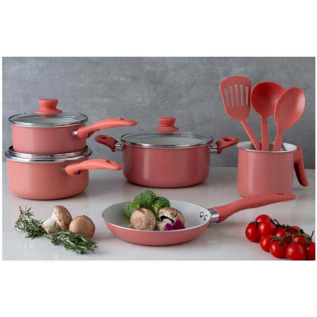 Conjunto de Panelas Rosé 8 Peças Revestimento Cerâmico