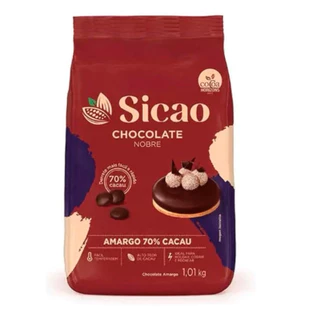 CHOCOLATE NOBRE AMARGO 70%CACAU GOTAS 1,01KG - SICAO