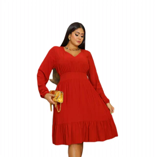 Vestido Feminino Lisos e Estampados com elastex nas Costas Manga Longa