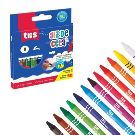 Giz De Cera Fino 12 Cores Tris