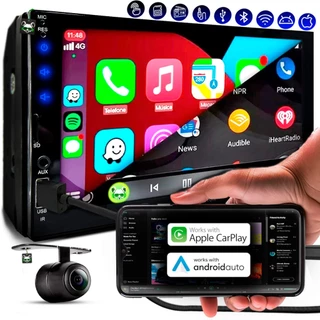 Central Multimídia Wifi Espelhamento USB Carplay Android Auto + Câmera Ré