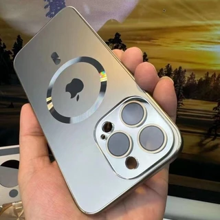 AG Capa Magnética Mate De Titânio Para iPhone 15 14 13 12 11 Pro Max 14 Com Lente Nano Crystal All Inclusive Protection