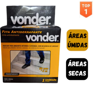 Fita Antiderrapante Áreas Úmidas ou Secas Transparente 50mm x 5m banheiros cozinhas lavanderias