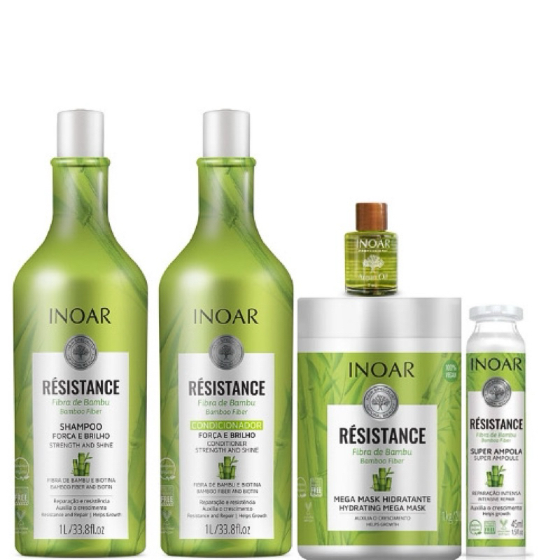 KIT INOAR RÉSISTENCE FIBRA DE BAMBU SHAMPOO 1L+CONDICIONADOR 1L+MASCARA ...