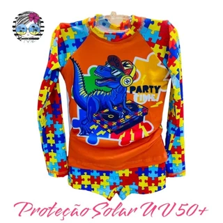 Sunga Boxer Autismo e Blusa com Proteção Solar UV50+ Infantil e Juvenil