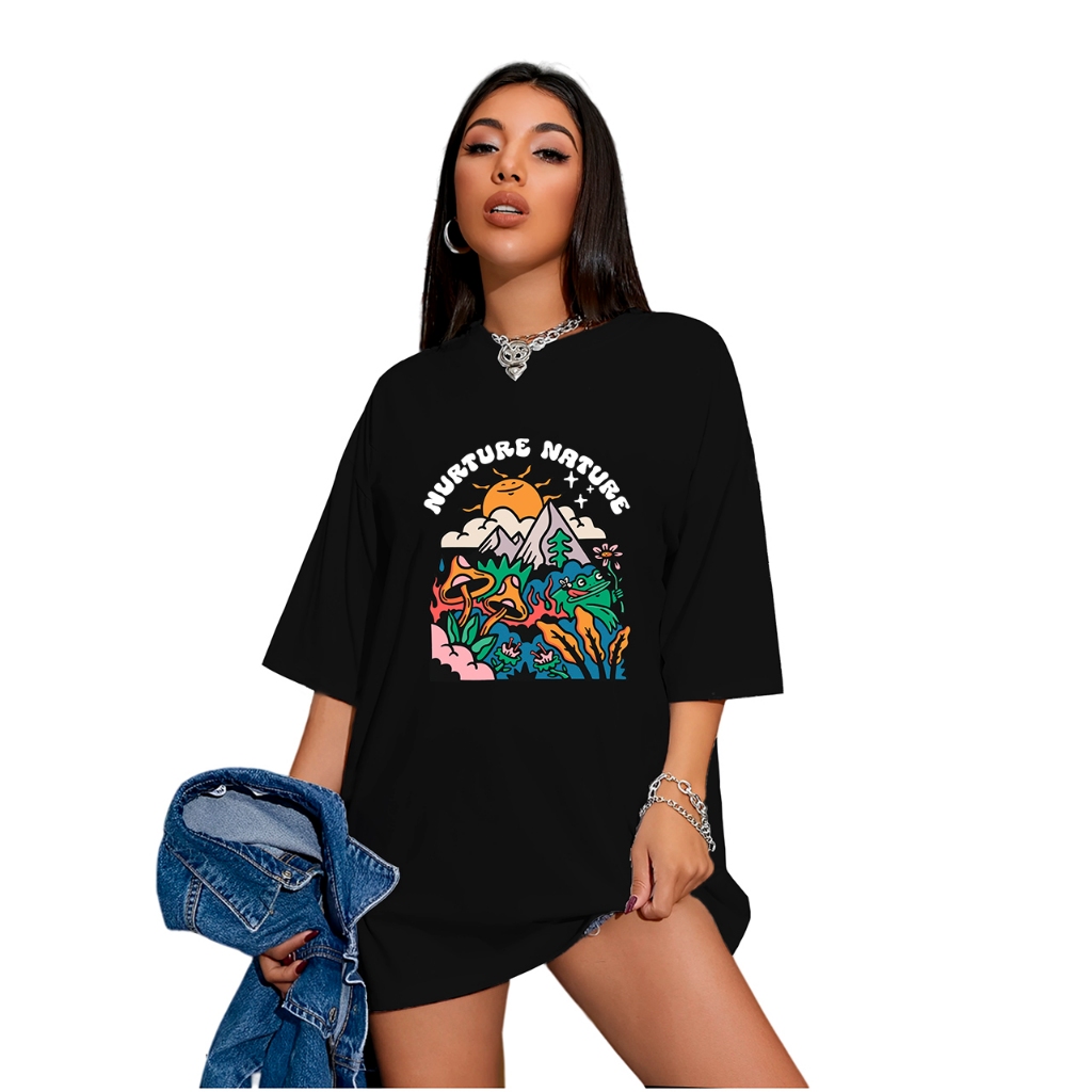 Camiseta Oversized Unissex Nature Pisicodelic Estilo Grande