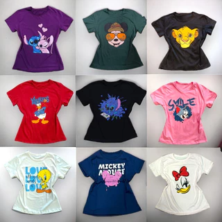 Kit Blusas Camisetas Blusinhas T-shirt baby look sortidas Feminina 100% algodão - Disney- camiseta feminina - mike