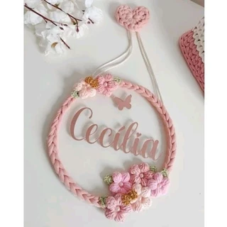 Porta Maternidade Enfeite crochê Guirlanda Bebê Jardim