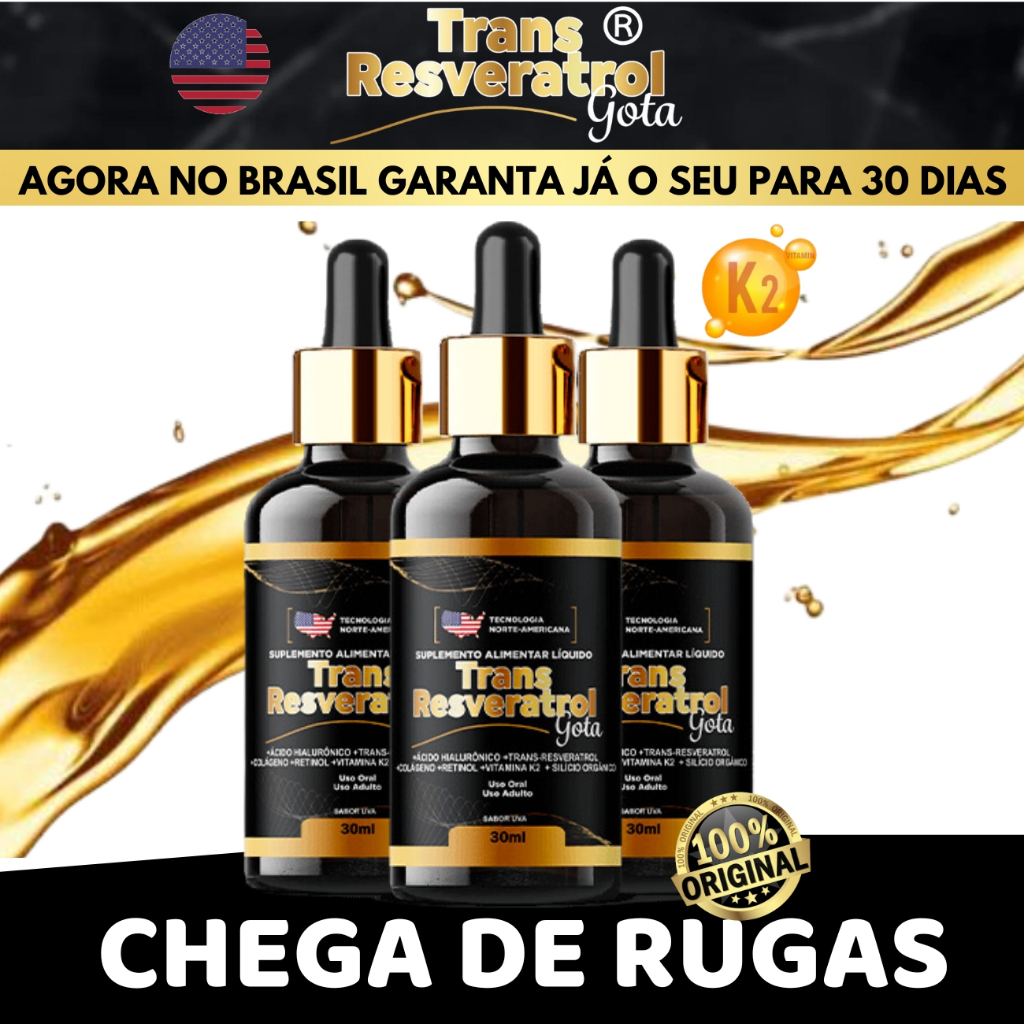 Trans Resveratrol American Colágeno Vitamina K2 Original Em Gotas (1 frasco)