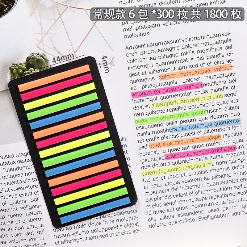 Marca Página Adesivo Retangular Sticky Notes Neon Transparente Pet Marker